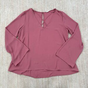 Lush Pink Strappy Boho Summer Work Blouse Top S